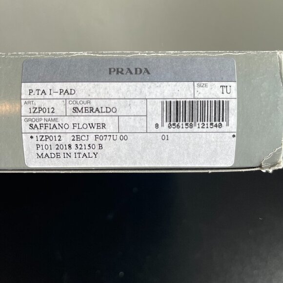 Prada Saffiano Leather Flower Print iPad Tablet Case - Smeraldo - Picture 5 of 8